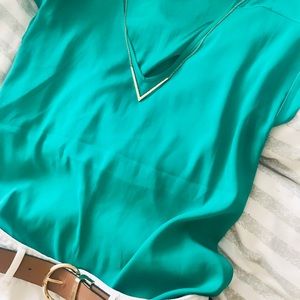 Express Satin Short Sleeve Blouse EUC